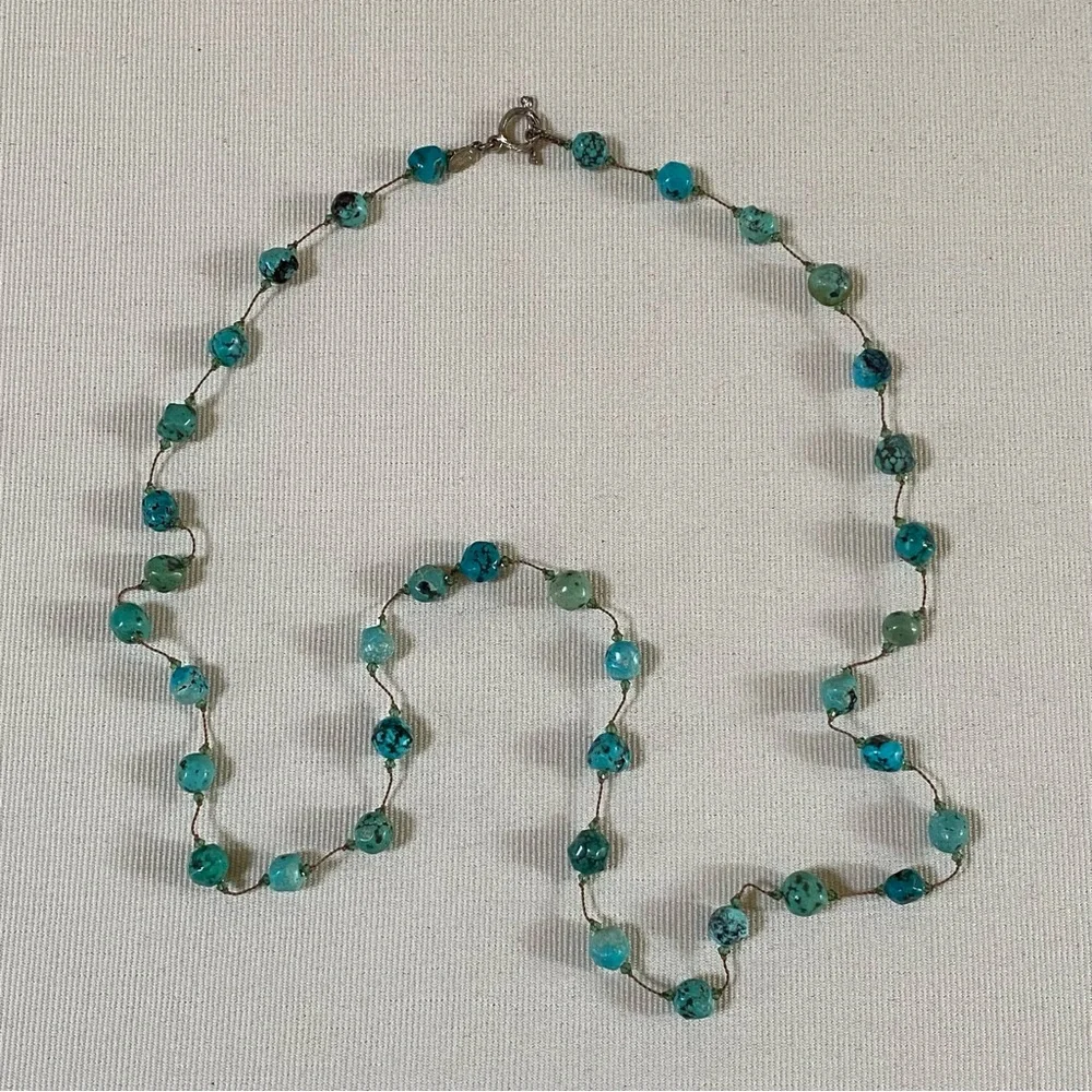 MARGO MORRISON TURQUOISE NECKLACE 36” HANDMADE - Picture 13 of 15